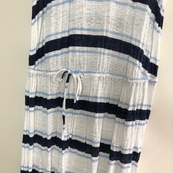 🛍️Joie Blue White Nautical stripe linen blend maxi sundress large - Picture 4 of 6